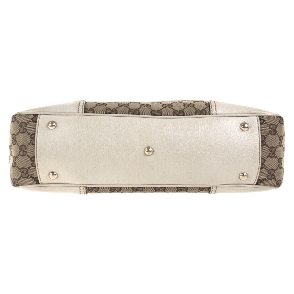 GUCCI Tote Bag 168805 GG canvas, leather Beige Ivory Gold Metal Tote Bag Shoulder Bag Sherry line Women Used Authentic