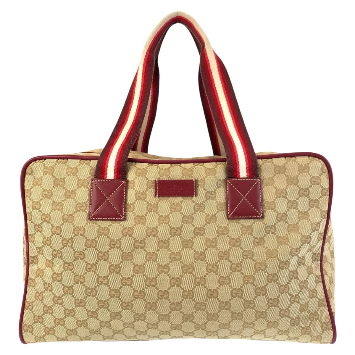 GUCCI Boston Duffel bag 153240 GG canvas, leather Beige Bordeaux SilverMetal Boston Duffel bag unisex Sherry line Women Used Authentic