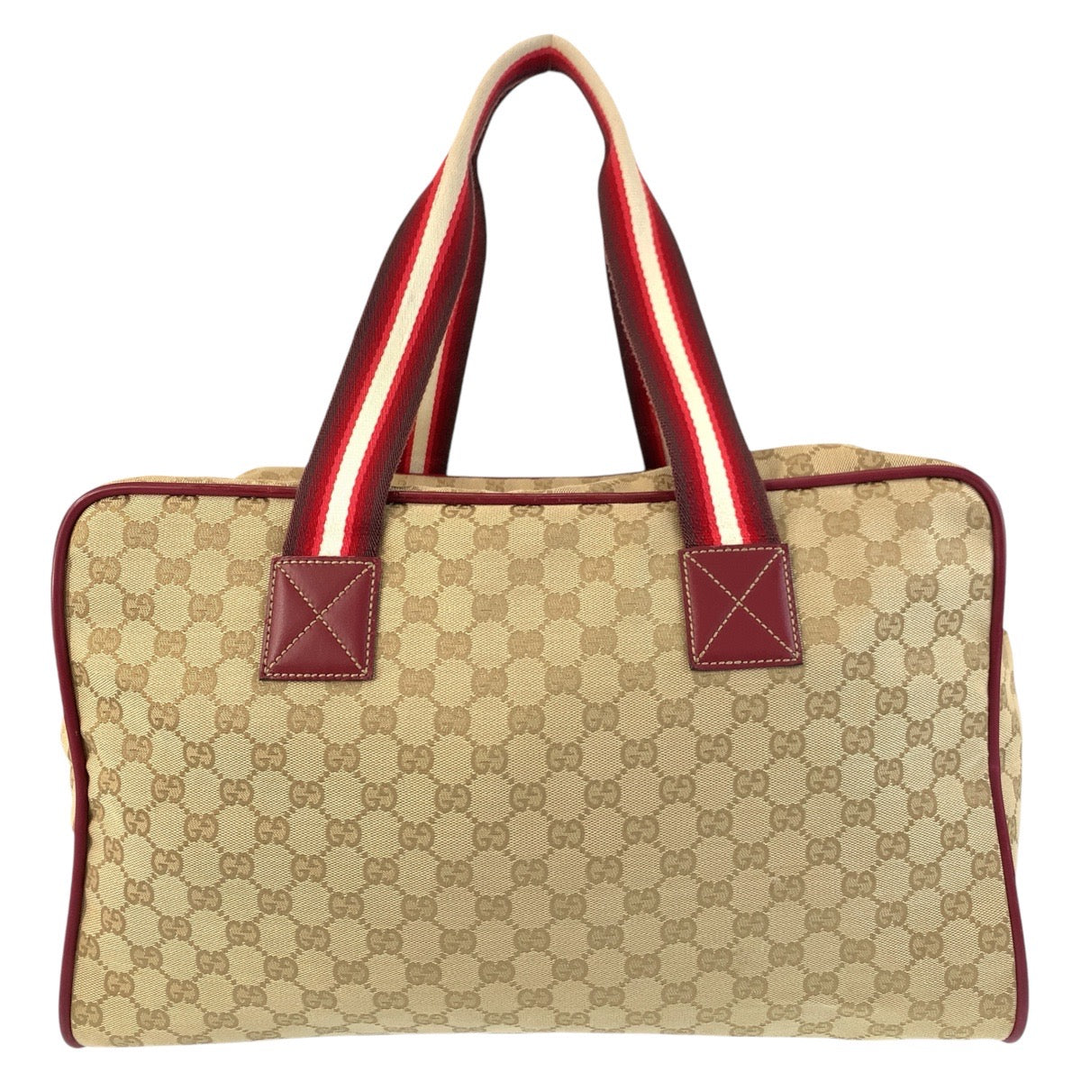 GUCCI Boston Duffel bag 153240 GG canvas, leather Beige Bordeaux SilverMetal Boston Duffel bag unisex Sherry line Women Used Authentic