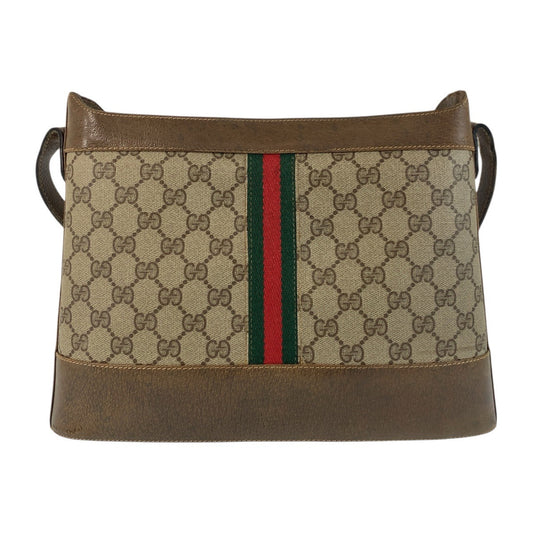 GUCCI Shoulder Bag GG Supreme canvas, leather Beige Brown Gold Metal Shoulder Bag pochette Sherry Line Old Gucci Women Used Authentic