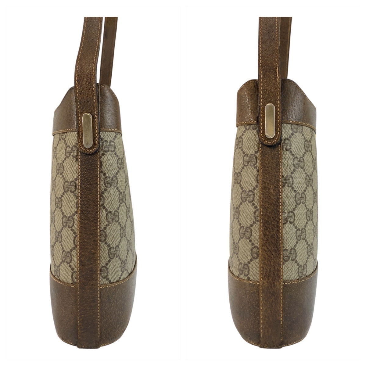 GUCCI Shoulder Bag GG Supreme canvas, leather Beige Brown Gold Metal Shoulder Bag pochette Sherry Line Old Gucci Women Used Authentic