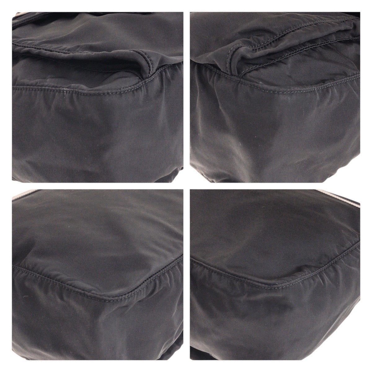 PRADA Shoulder Bag Nylon, Leather Black SilverMetal Shoulder Bag pochette Test Triangle With logo Women Used Authentic