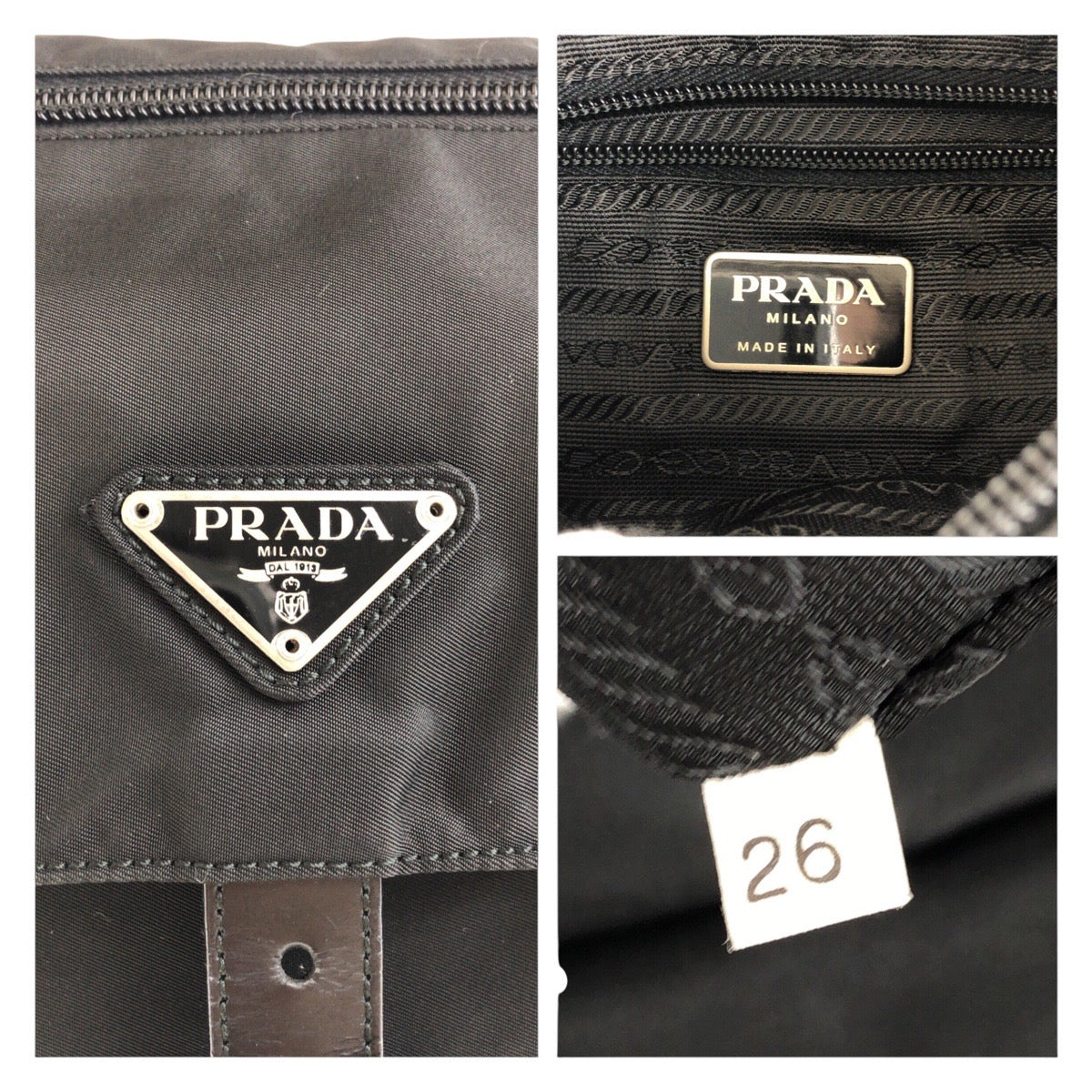 PRADA Shoulder Bag Nylon, Leather Black SilverMetal Shoulder Bag pochette Test Triangle With logo Women Used Authentic