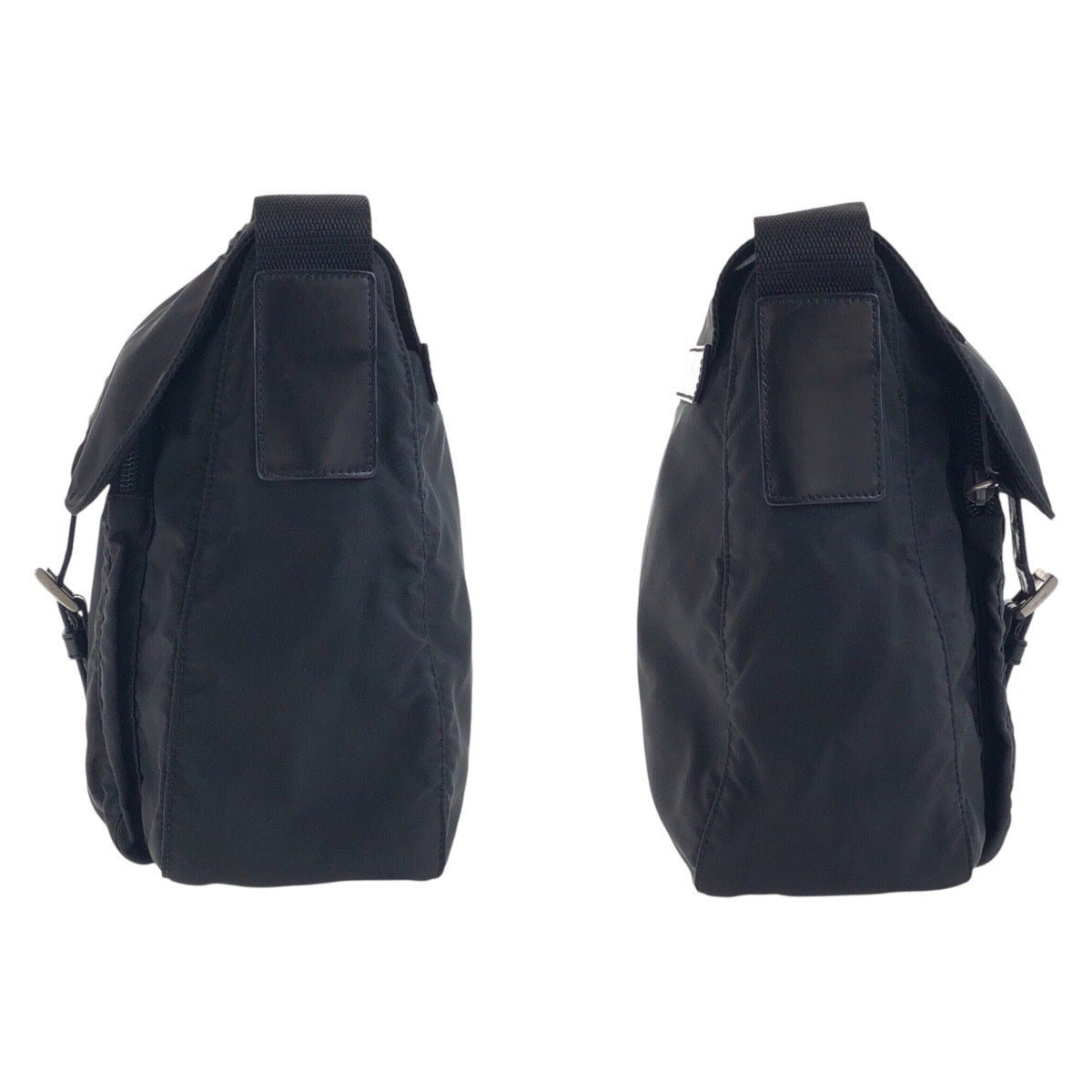 PRADA Shoulder Bag Nylon, Leather Black SilverMetal Shoulder Bag pochette Test Triangle With logo Women Used Authentic