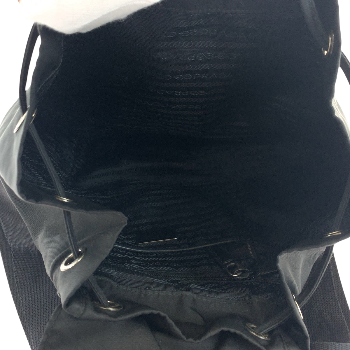 PRADA Backpack 1BZ032 Nylon Black Silver Metal Backpack Backpack Test Triangle With logo Women Used Authentic