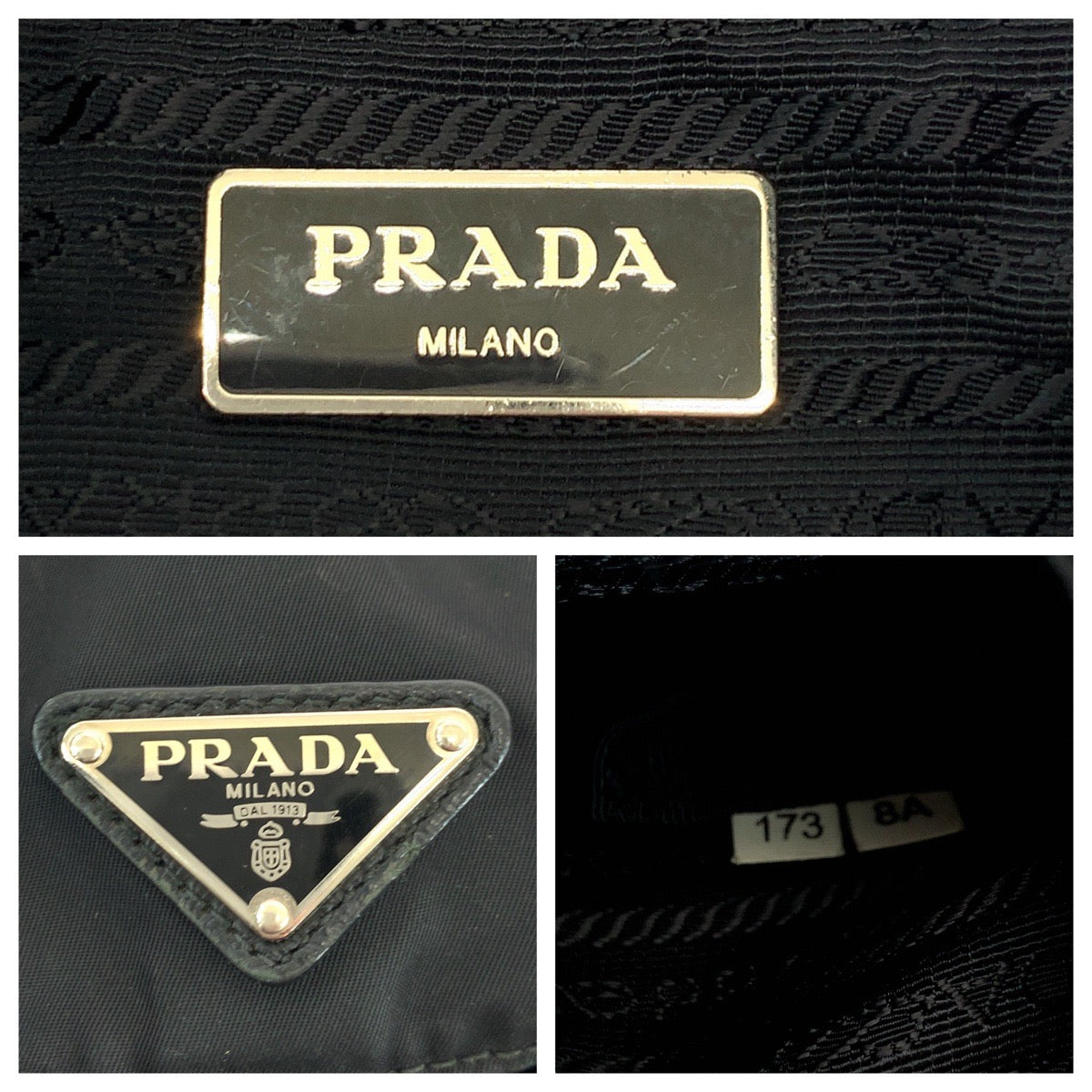 PRADA Backpack 1BZ032 Nylon Black Silver Metal Backpack Backpack Test Triangle With logo Women Used Authentic