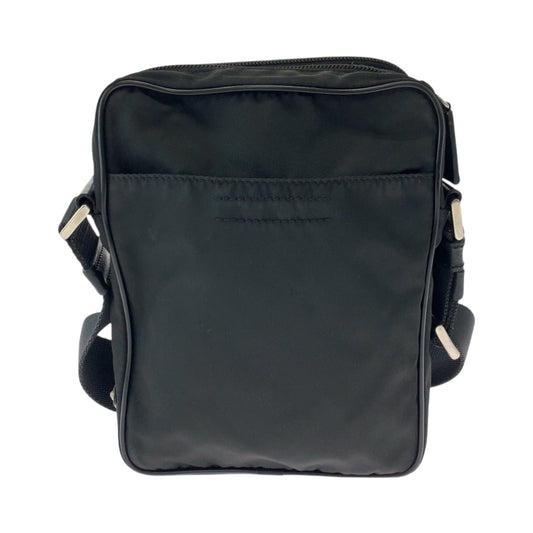 PRADA Shoulder Bag Nylon Black SilverMetal Shoulder Bag pochette Test Triangle With logo Women Used Authentic