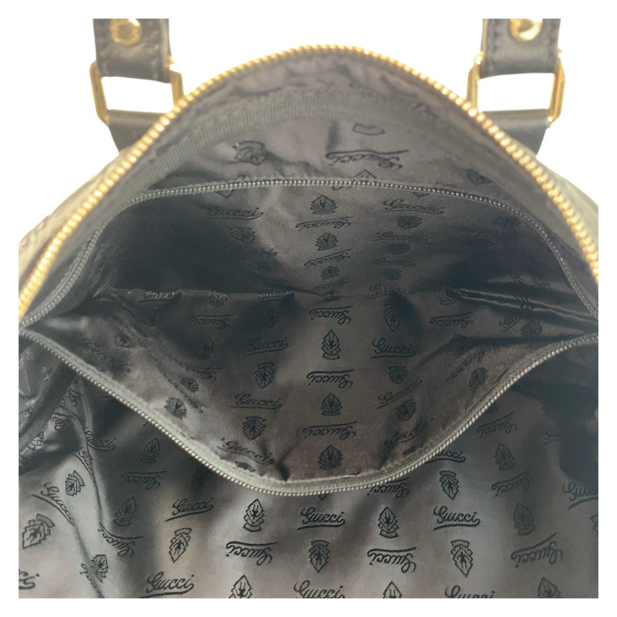 GUCCI Briefcase 201480 leather Black GoldMetal Briefcase Business bag Guccisima mens Used Authentic