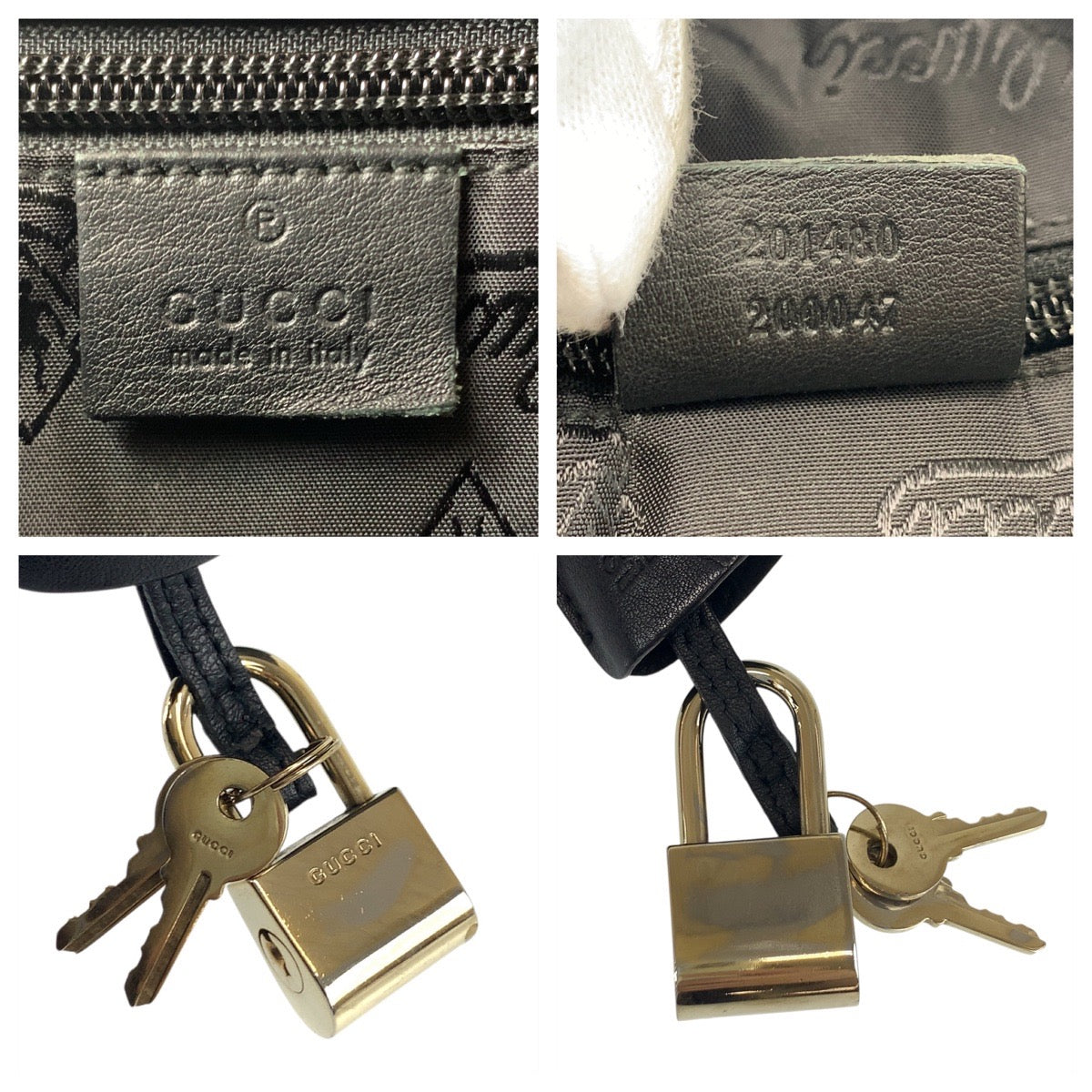 GUCCI Briefcase 201480 leather Black GoldMetal Briefcase Business bag Guccisima mens Used Authentic
