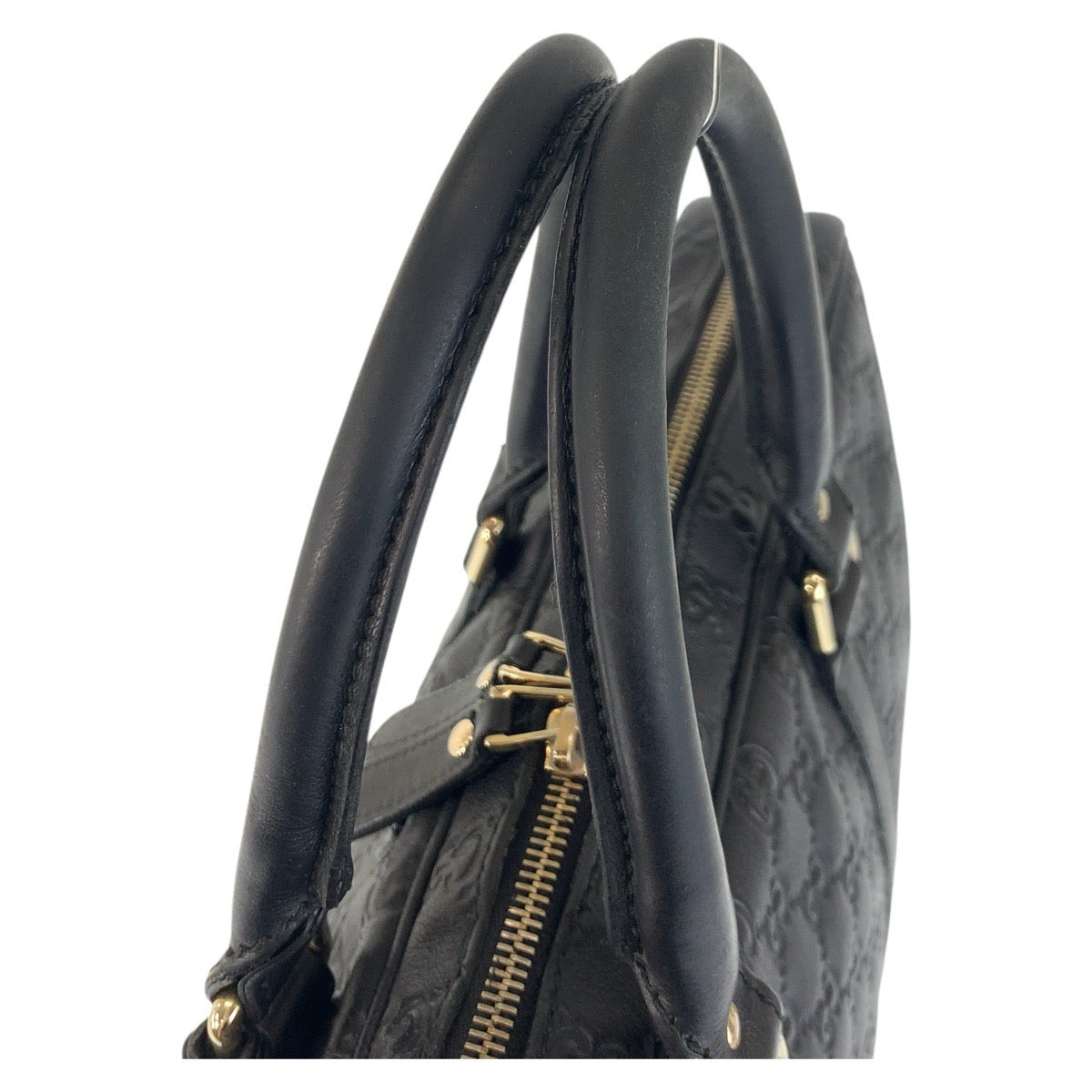 GUCCI Briefcase 201480 leather Black GoldMetal Briefcase Business bag Guccisima mens Used Authentic