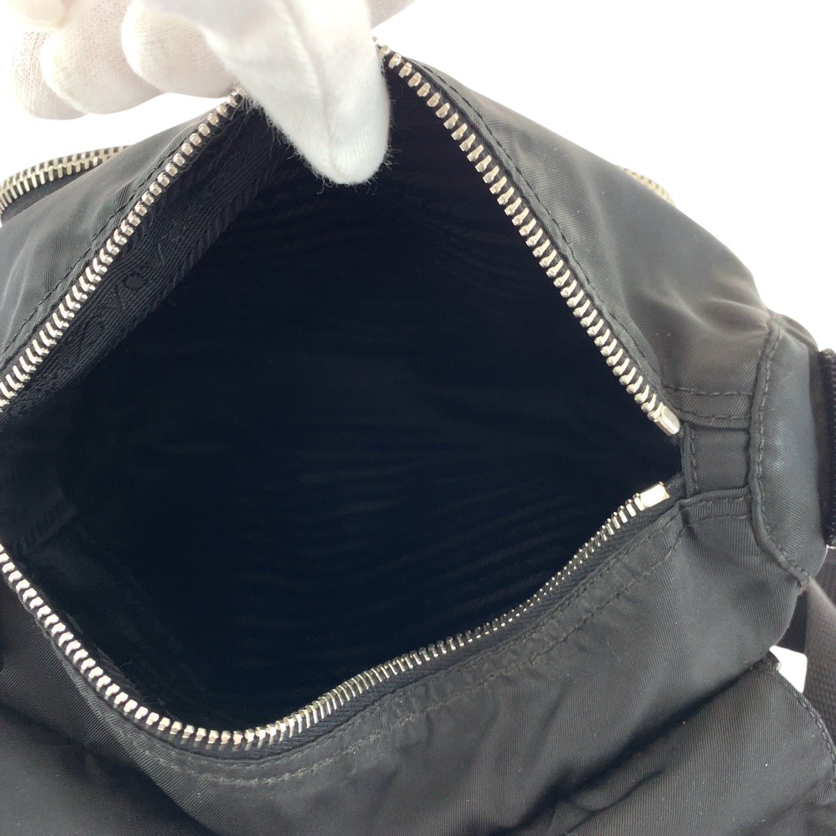 PRADA Shoulder Bag BT8994 Nylon Black SilverMetal Shoulder Bag pochette Test Triangle With logo Women(Unisex) Used Authentic