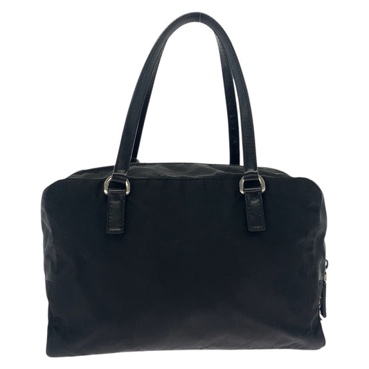PRADA Handbag Nylon, Leather Black SilverMetal Handbag Tote Bag Shoulder Bag Test Evening Bear Bijou Women Used Authentic