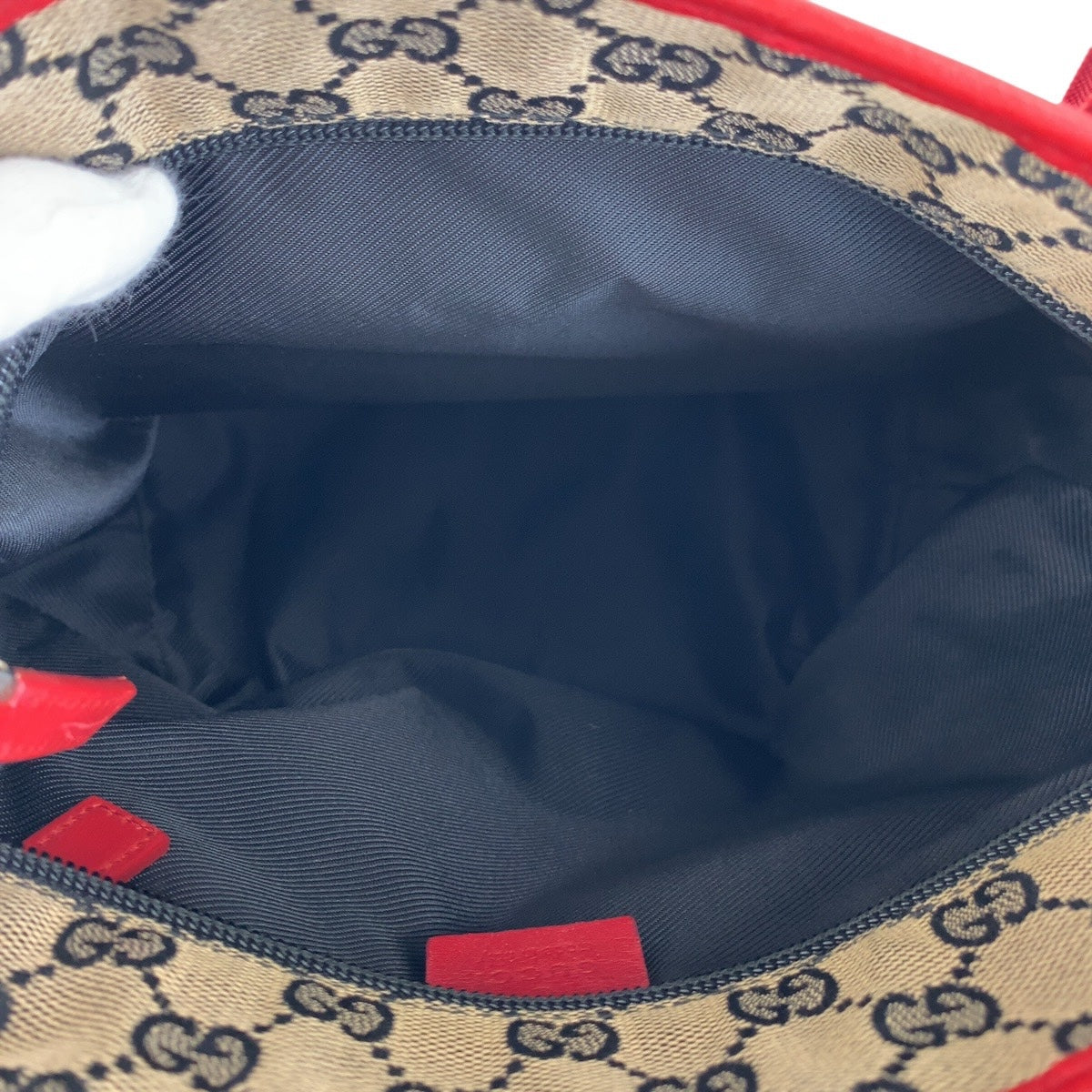GUCCI Tote Bag 019 0402 GG canvas, leather Red Silver Metal Tote Bag Shoulder Bag Women Used Authentic