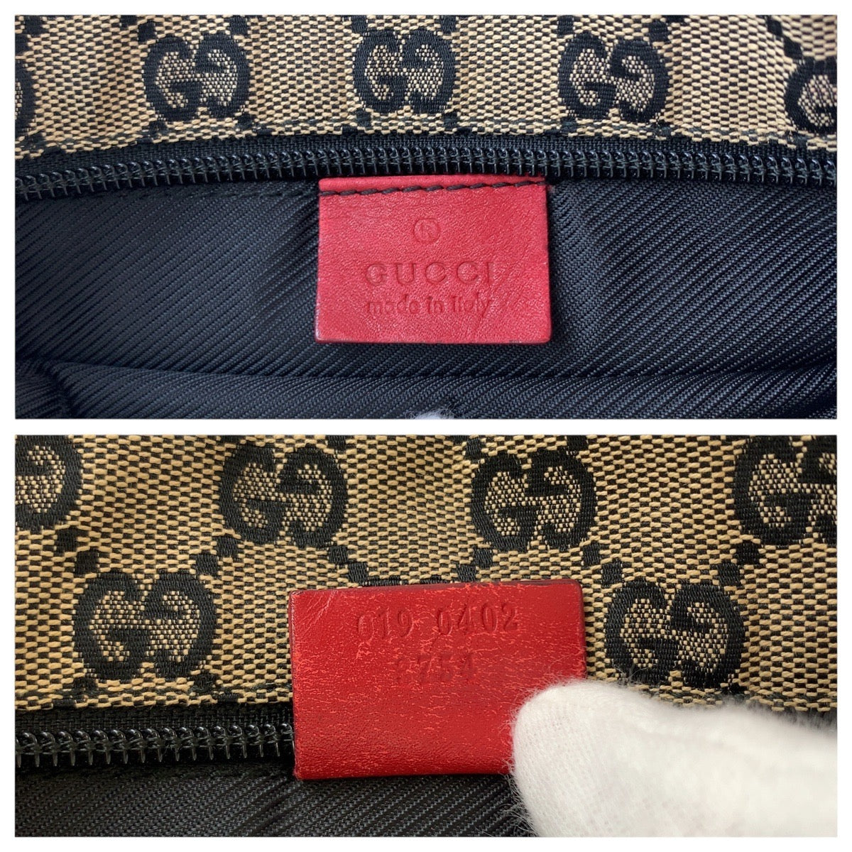 GUCCI Tote Bag 019 0402 GG canvas, leather Red Silver Metal Tote Bag Shoulder Bag Women Used Authentic