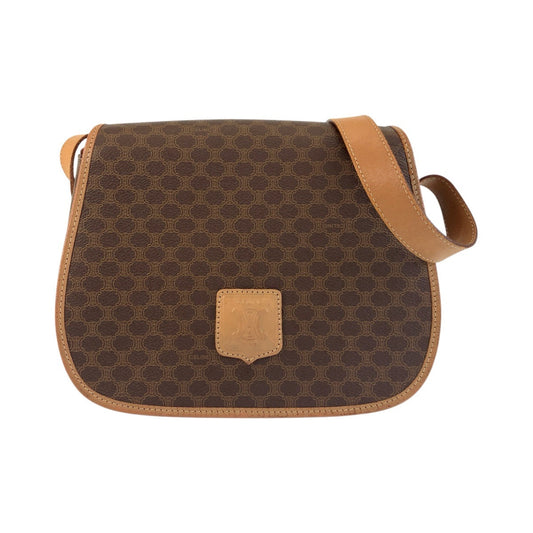 CELINE Shoulder Bag M14 PVC, Leather Brown Gold Metal Shoulder Bag pochette Macadam Women Used Authentic