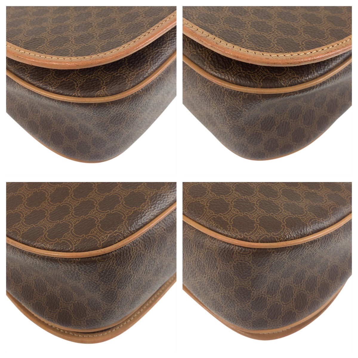 CELINE Shoulder Bag M14 PVC, Leather Brown Gold Metal Shoulder Bag pochette Macadam Women Used Authentic