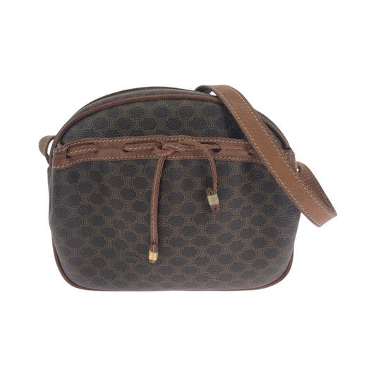 CELINE Shoulder Bag PVC Brown Gold Metal Shoulder Bag pochette Macadam Women Used Authentic