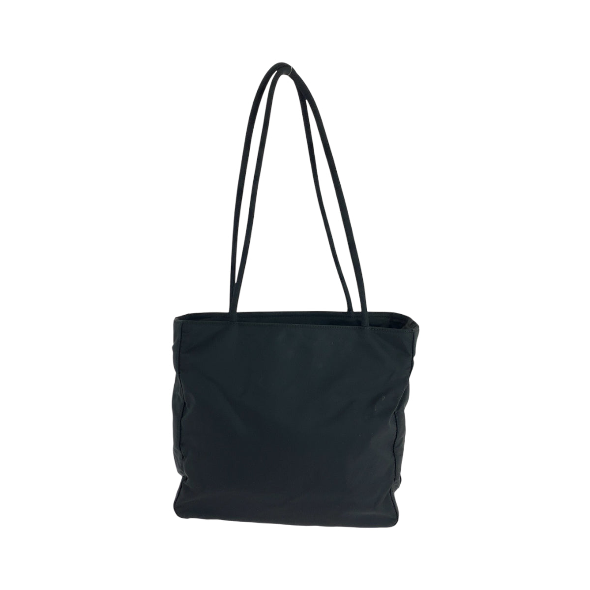 PRADA Tote Bag Nylon Black SilverMetal Tote Bag Shoulder Bag Test Triangle With logo Women Used Authentic