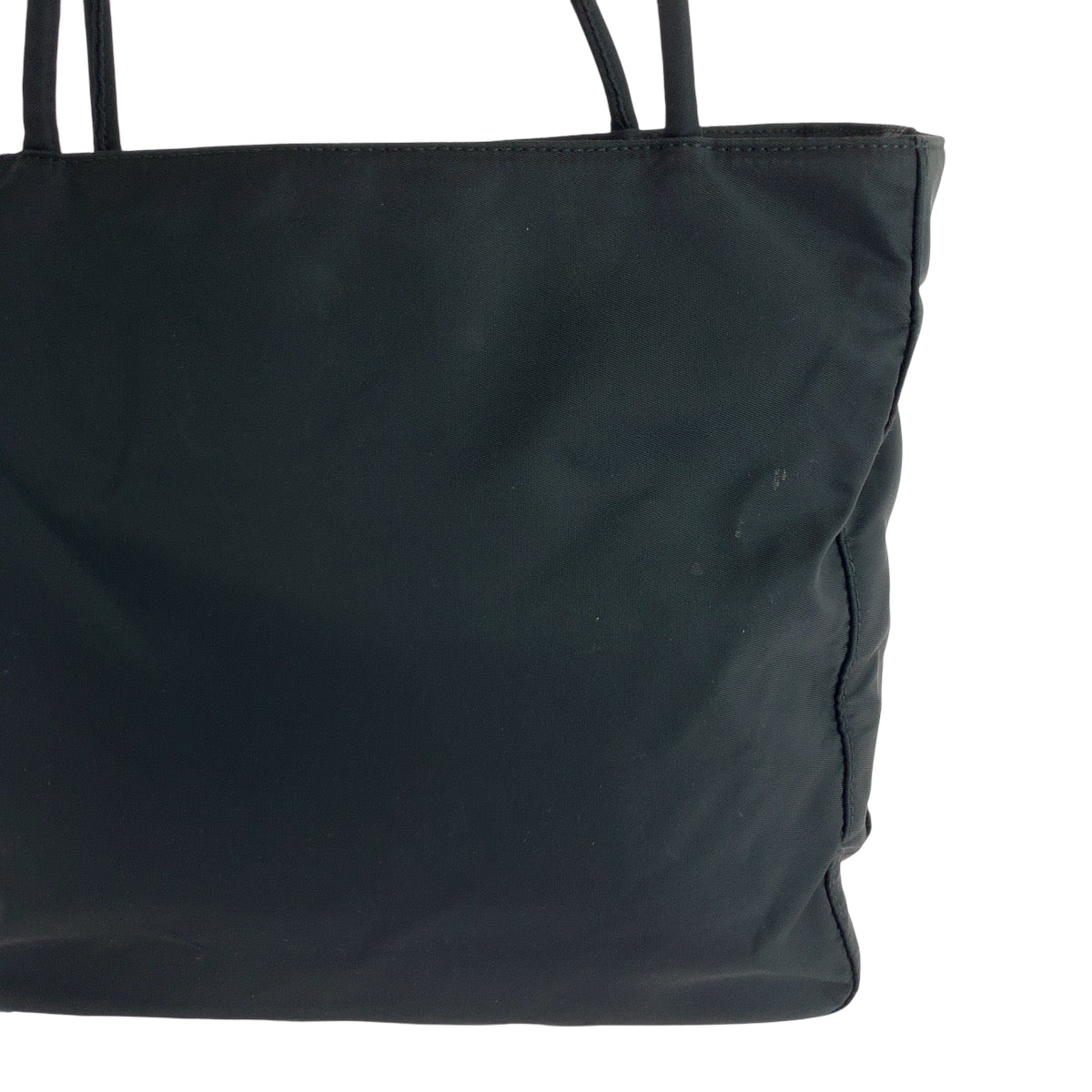PRADA Tote Bag Nylon Black SilverMetal Tote Bag Shoulder Bag Test Triangle With logo Women Used Authentic
