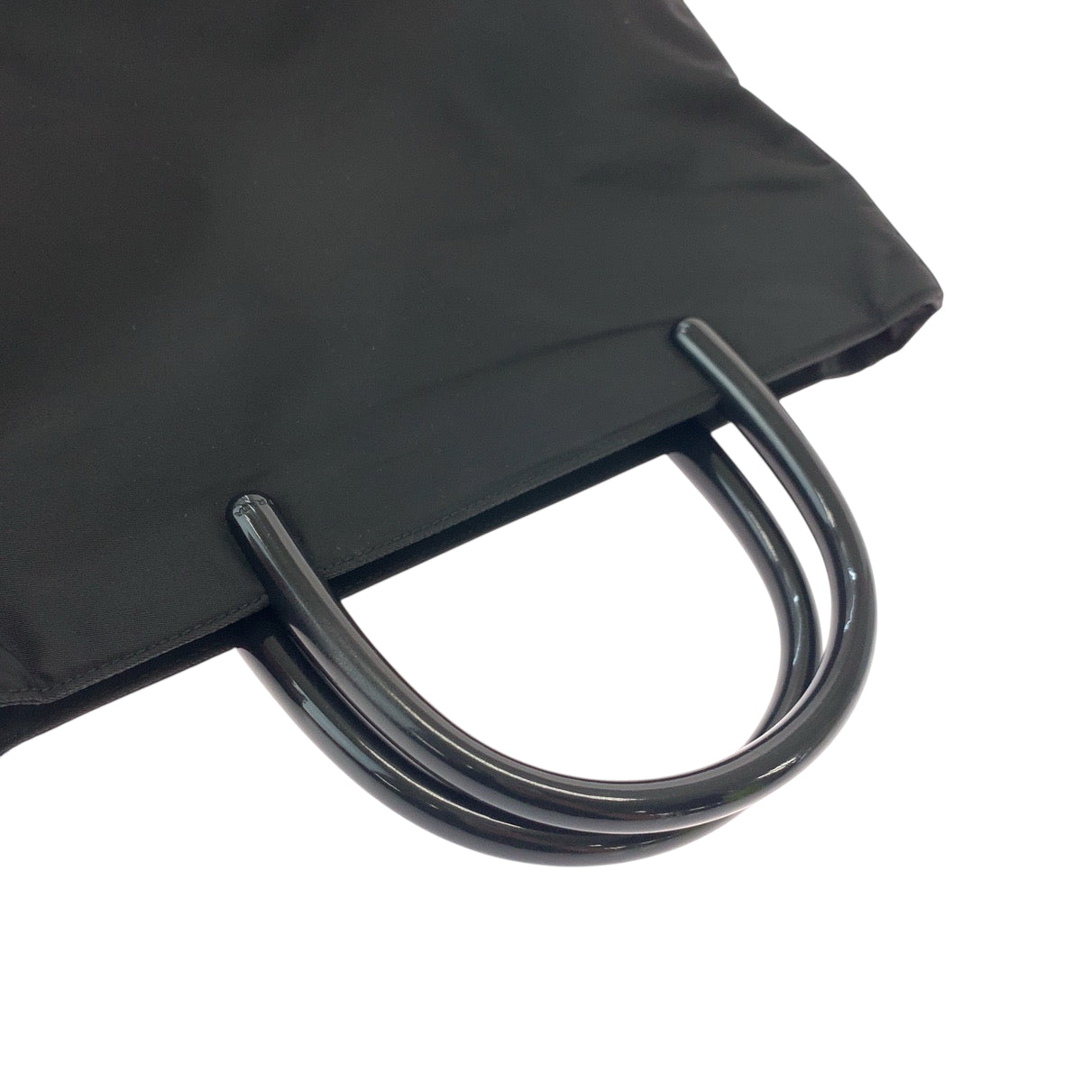 PRADA Tote Bag Nylon Black SilverMetal Tote Bag handbag Test Triangle With logo Women Used Authentic
