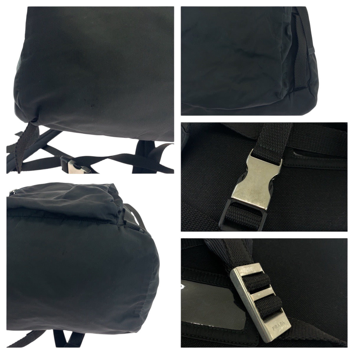 PRADA Backpack VZ135973 Nylon Black Silver Metal Backpack Backpack Test Triangle With logo mens Used Authentic