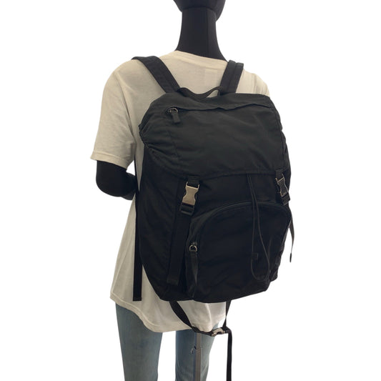 PRADA Backpack VZ135973 Nylon Black Silver Metal Backpack Backpack Test Triangle With logo mens Used Authentic