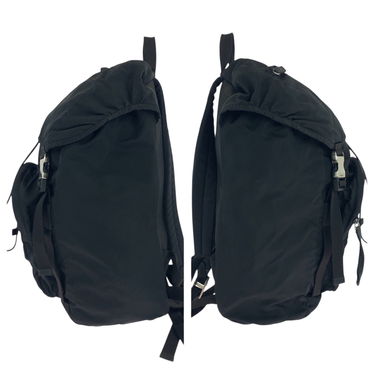 PRADA Backpack VZ135973 Nylon Black Silver Metal Backpack Backpack Test Triangle With logo mens Used Authentic