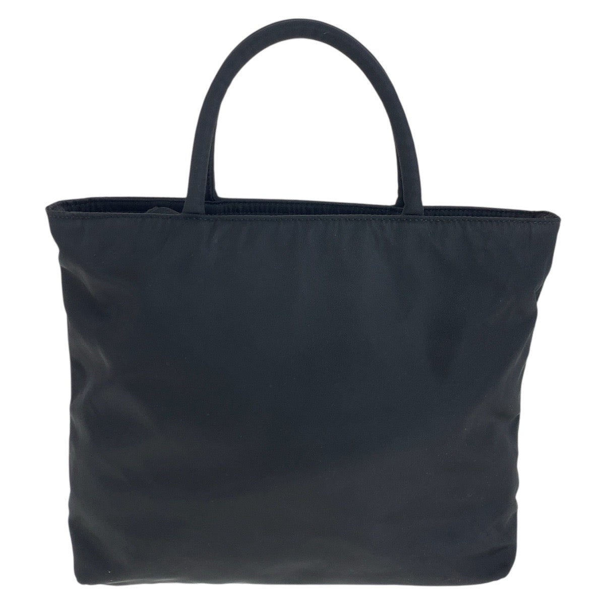 PRADA Tote Bag Nylon Black SilverMetal Tote Bag handbag Test Triangle With logo Women Used Authentic