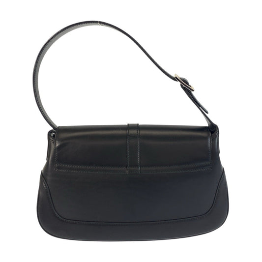 GUCCI Shoulder Bag 001 3824 leather Black SilverMetal Jackie Women Used Authentic