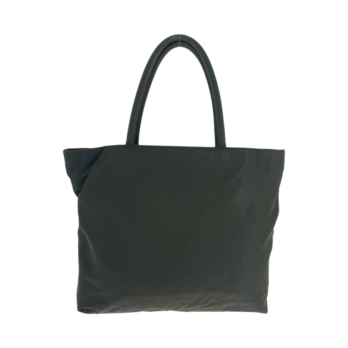 PRADA Tote Bag Nylon Khaki SilverMetal Tote Bag Shoulder Bag Test Triangle With logo Women Used Authentic