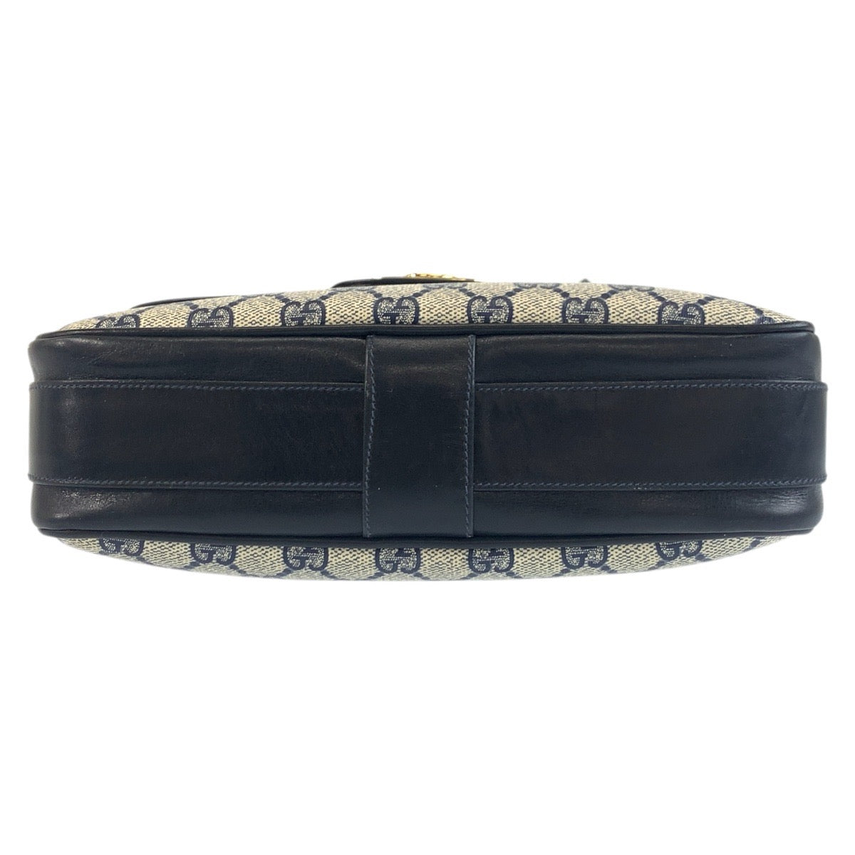 GUCCI Shoulder Bag GG Supreme canvas, leather Gray Navy Gold Metal Shoulder Bag pochette Old Gucci Women Used Authentic