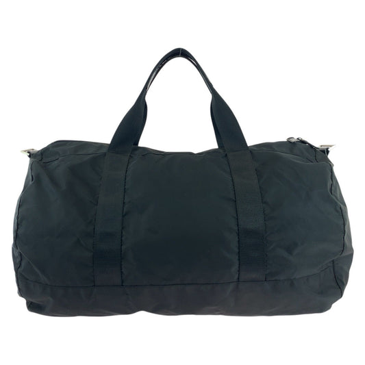 PRADA Boston Duffel bag Nylon Black SilverMetal Boston Duffel bag unisex Test Triangle With logo mens Used Authentic