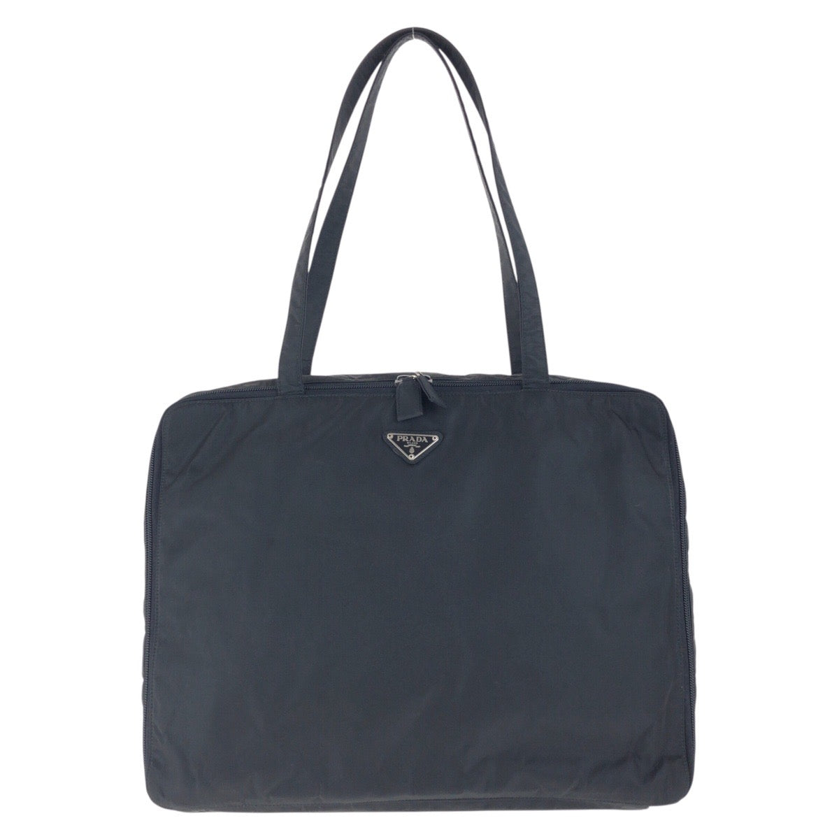 PRADA Business bag Nylon Black SilverMetal Business bag Briefcase Unisex Test Triangle With logo mens Used Authentic