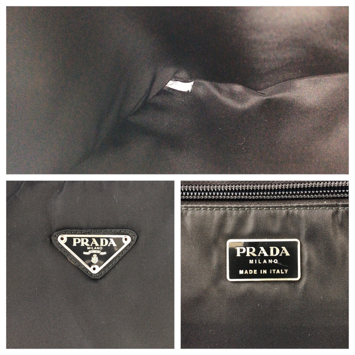 PRADA Business bag Nylon Black SilverMetal Business bag Briefcase Unisex Test Triangle With logo mens Used Authentic