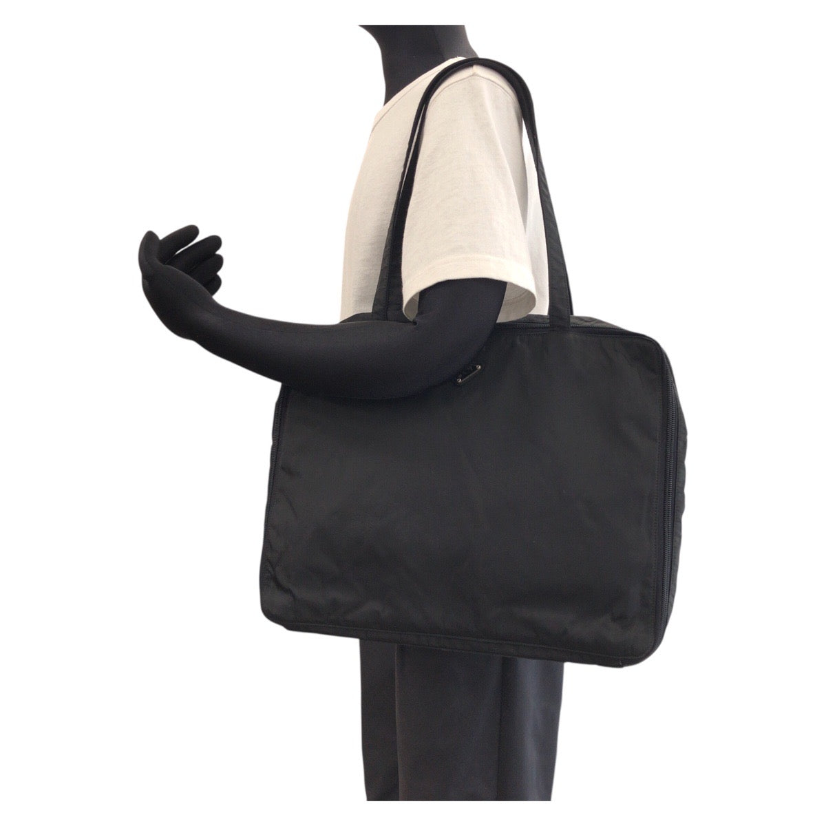PRADA Business bag Nylon Black SilverMetal Business bag Briefcase Unisex Test Triangle With logo mens Used Authentic