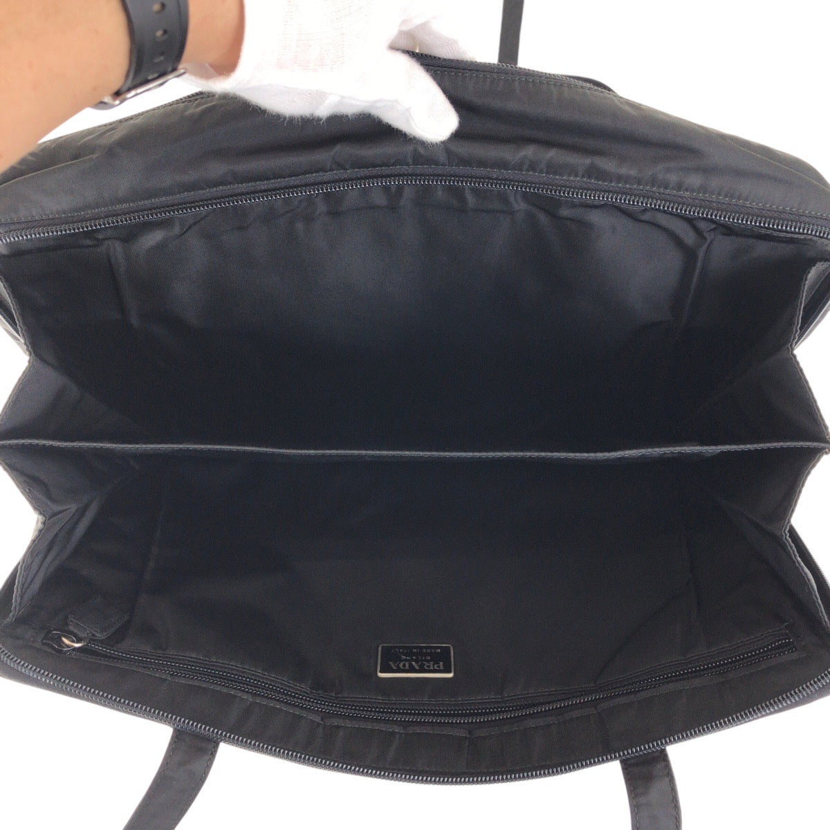 PRADA Business bag Nylon Black SilverMetal Business bag Briefcase Unisex Test Triangle With logo mens Used Authentic