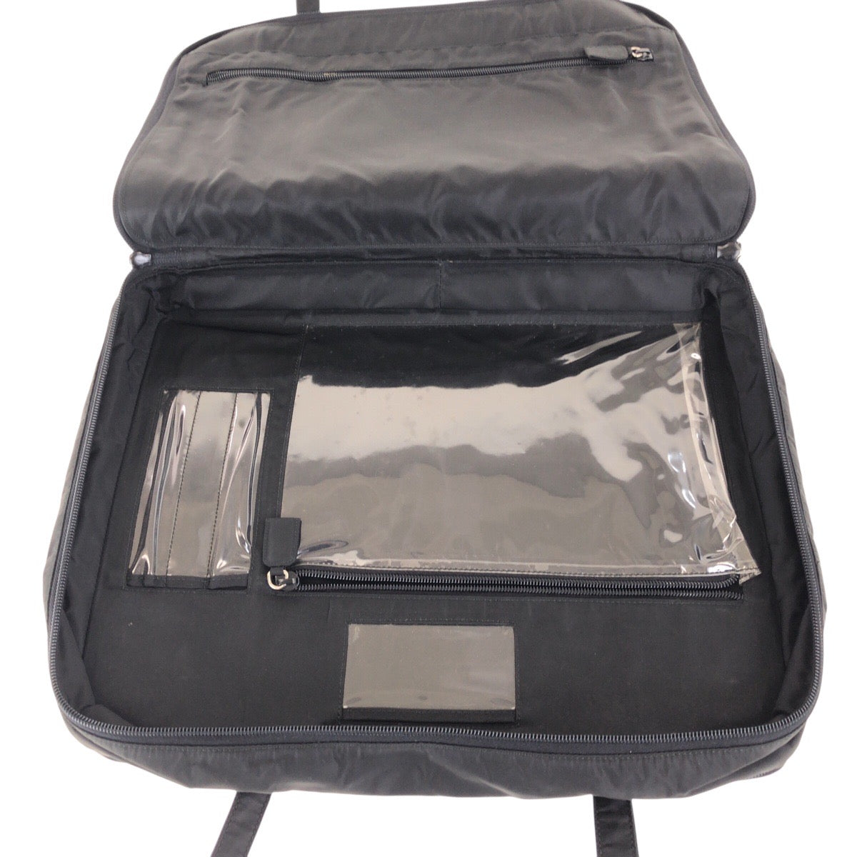 PRADA Business bag Nylon Black SilverMetal Business bag Briefcase Unisex Test Triangle With logo mens Used Authentic