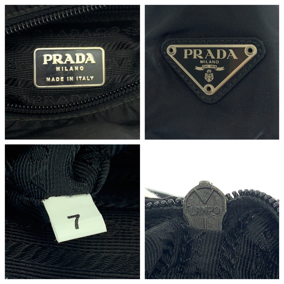 PRADA Handbag Nylon Black SilverMetal Handbag Shoulder Bag Test Triangle With logo Women Used Authentic