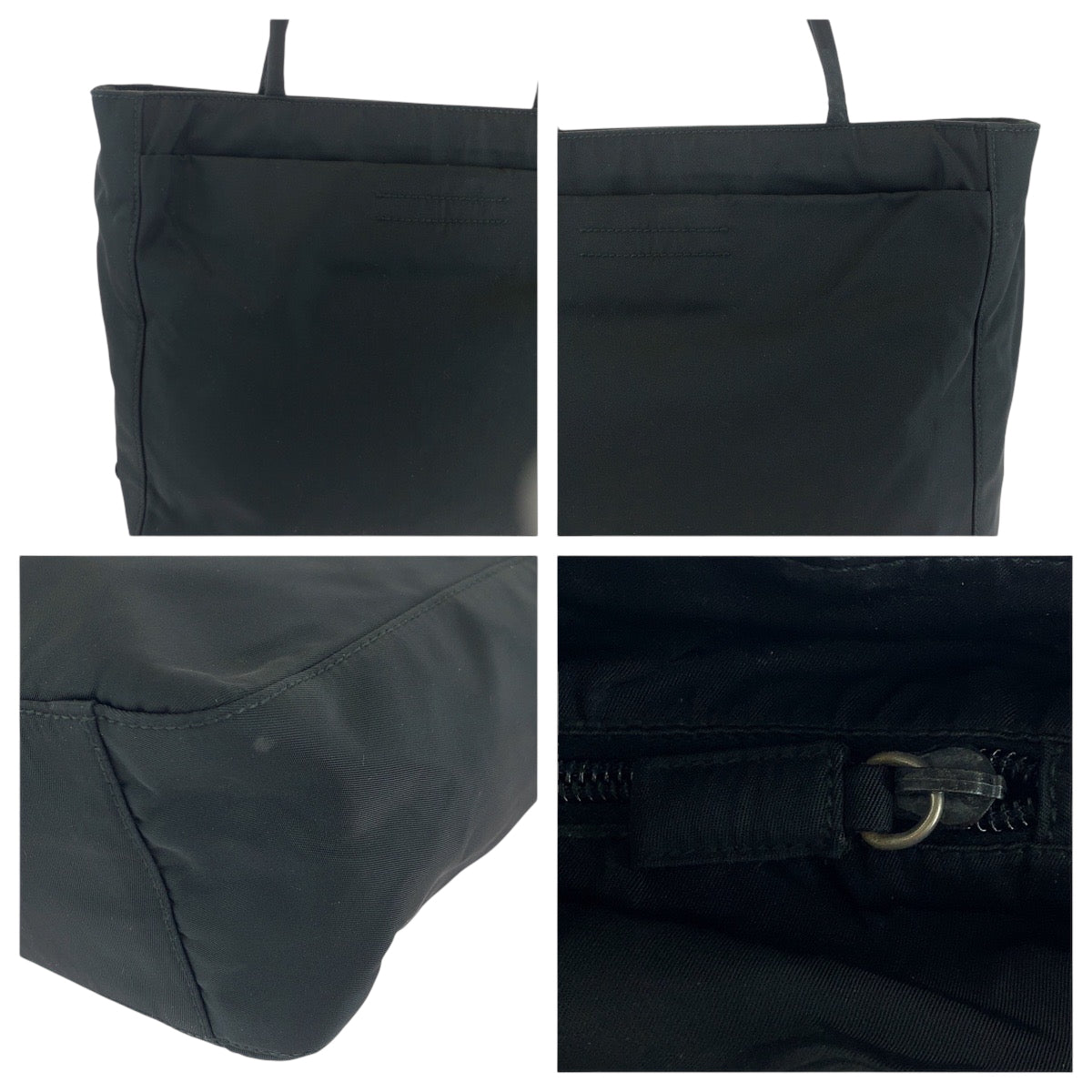 PRADA Handbag Nylon Black SilverMetal Handbag Shoulder Bag Test Triangle With logo Women Used Authentic