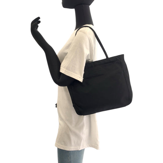 PRADA Handbag Nylon Black SilverMetal Handbag Shoulder Bag Test Triangle With logo Women Used Authentic