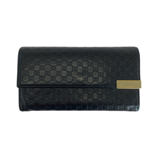 GUCCI Long Wallet Purse 291099 leather Black GoldMetal Long Wallet Purse Guccisima mens Used Authentic