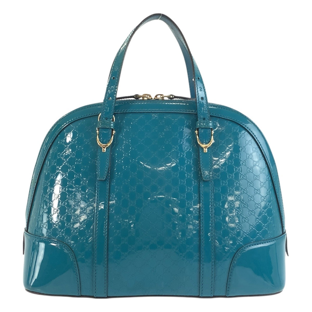 GUCCI Handbag 309617 enamel Green GoldMetal Handbag Shoulder Bag 2way Micro Guccisima Women Used Authentic
