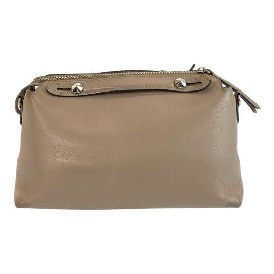 FENDI Shoulder Bag leather Greige SilverMetal Shoulder Bag Handbag 2way By the way medium Women Used Authentic