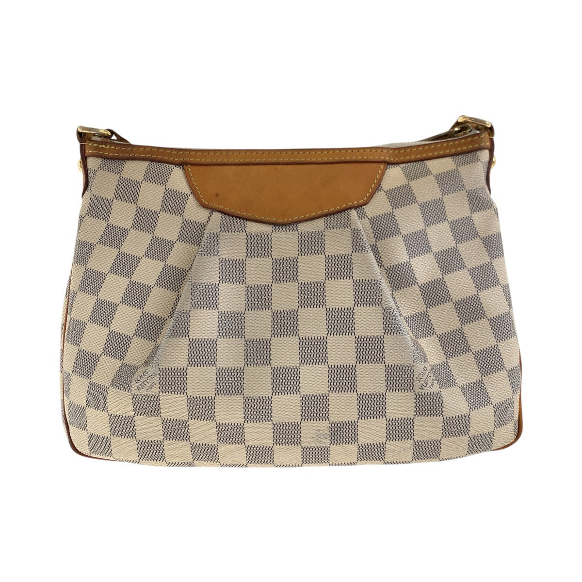 LOUIS VUITTON Shoulder Bag N41113 PVC, Leather White Gray Gold Metal Shoulder Bag pochette Damier Azur SiracusaPM Women Used Authentic