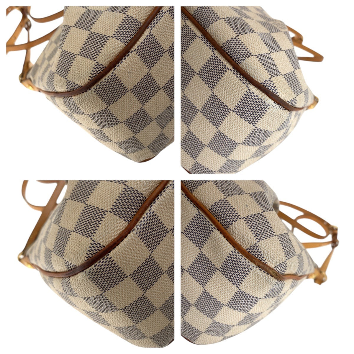 LOUIS VUITTON Shoulder Bag N41113 PVC, Leather White Gray Gold Metal Shoulder Bag pochette Damier Azur SiracusaPM Women Used Authentic