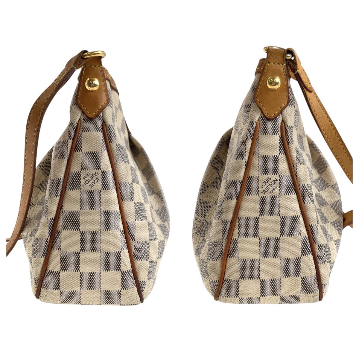 LOUIS VUITTON Shoulder Bag N41113 PVC, Leather White Gray Gold Metal Shoulder Bag pochette Damier Azur SiracusaPM Women Used Authentic
