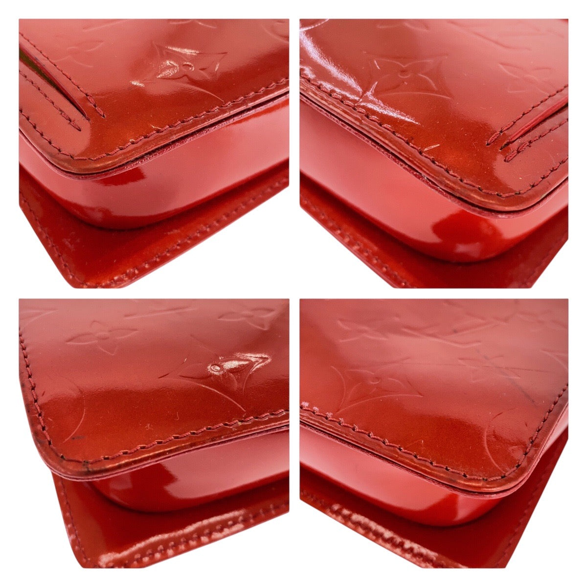 LOUIS VUITTON Shoulder Bag M91137 enamel Rouge Gold Metal Shoulder Bag Monogram Vernis Motto Women Used Authentic