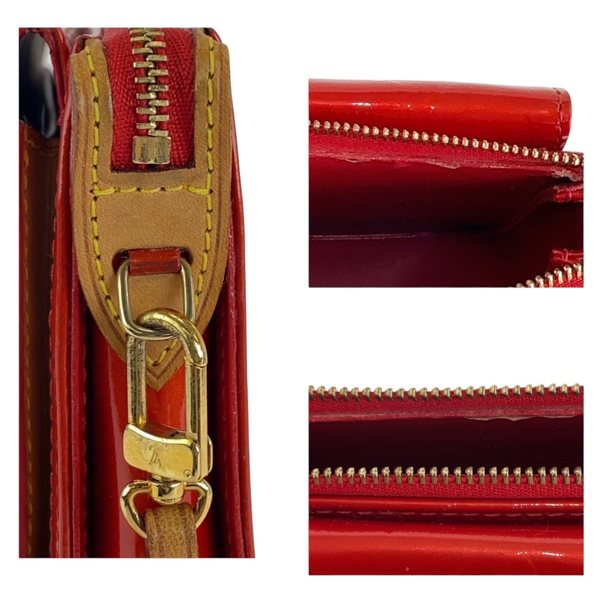 LOUIS VUITTON Shoulder Bag M91137 enamel Rouge Gold Metal Shoulder Bag Monogram Vernis Motto Women Used Authentic