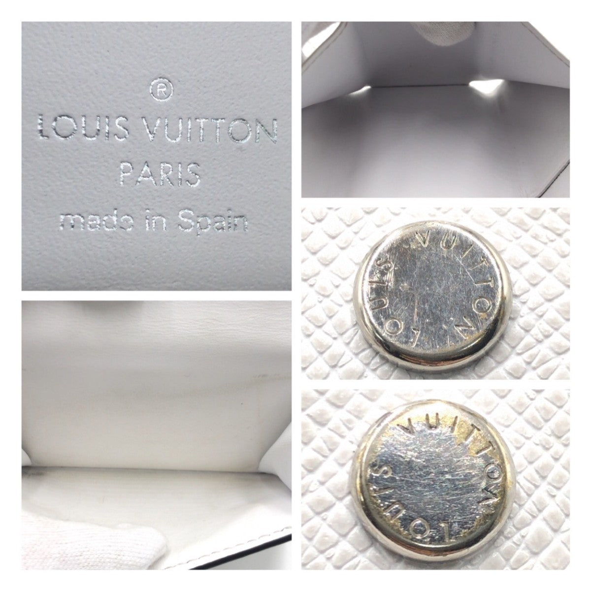 LOUIS VUITTON Tri-fold wallet M30899 PVC Optic White SilverMetal Wallet Taiga rama Discovery compact wallet Women Used Authentic