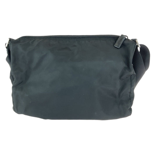 PRADA Shoulder Bag Nylon Black Silver Metal Shoulder Bag pochette Test Triangle With logo Women Used Authentic